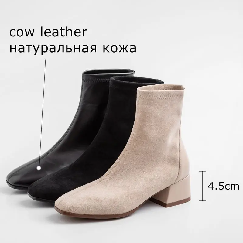 ALLBITEFO/модные женские ботинки из натуральной кожи однотонного цвета; женские ботильоны; зимняя повседневная обувь для девочек; ботинки для отдыха