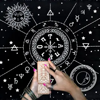 

Altar Tarot Cloth Tarot Cotton Tablecloth With Tassels For Tarot Enthusiasts Psychological Counselors Magicians 60*60CM