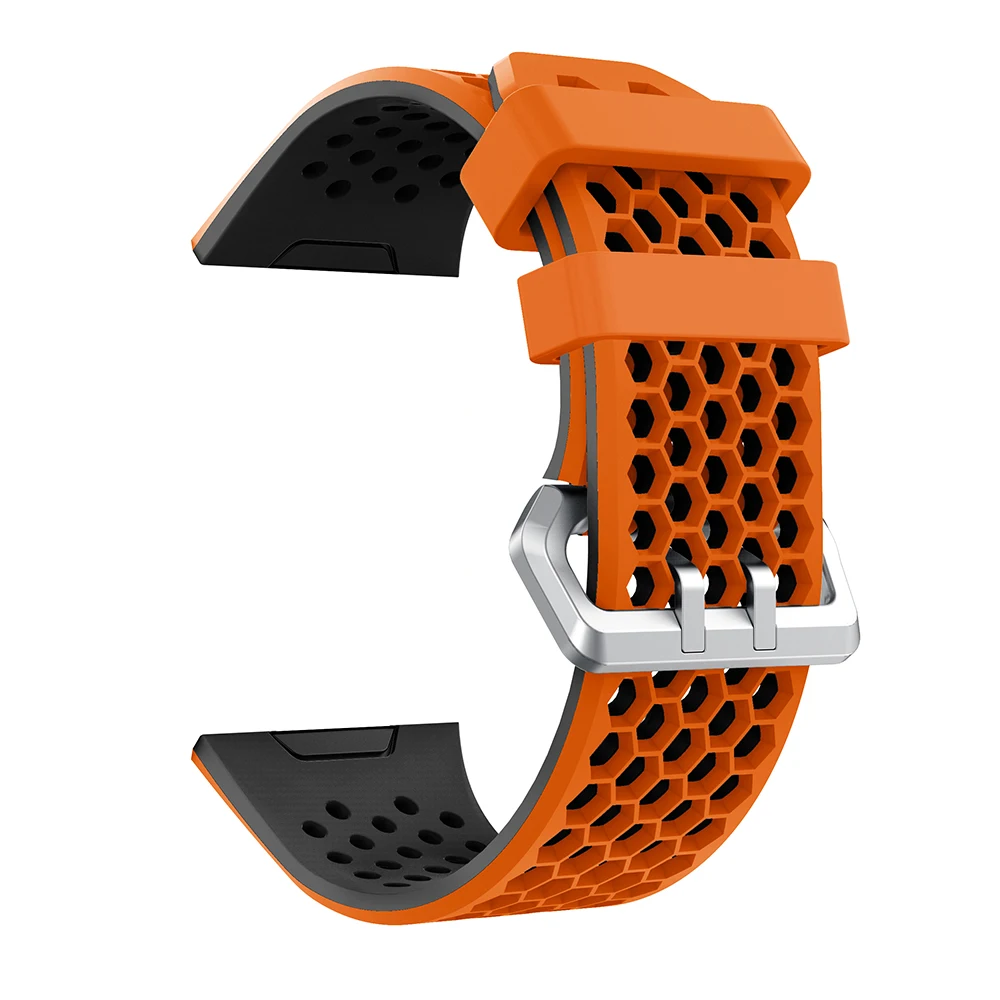 Orange and black Yayuu совместимый для Fitbit Ionic Смарт-часы мягкий силиконовый ремешок регулируемый ремешок для часов замена спортивный дышащий ремешок - Цвет: Orange and black