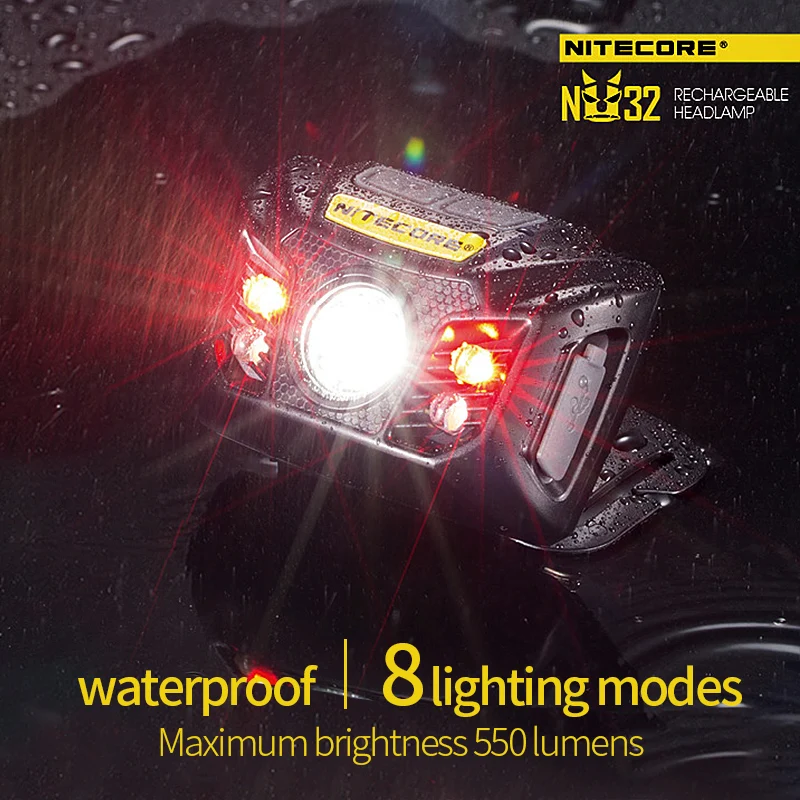 Nitecore NU32 CREE XP-G3 S3 светодиодный 550 люмен высокопроизводительный перезаряжаемый налобный фонарь встроенный литий-ионный аккумулятор
