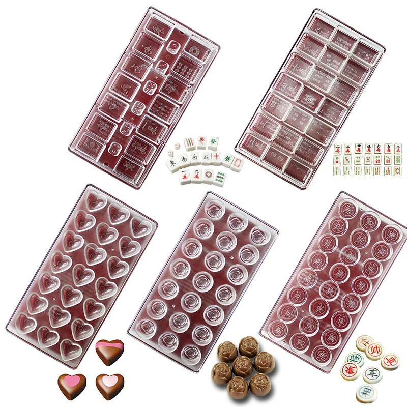 

Plastic Chocolate Mold Chess Mahjong Rose Love Shape Cake Fondant Mould DIY Baking Tools Bakeware Accessories