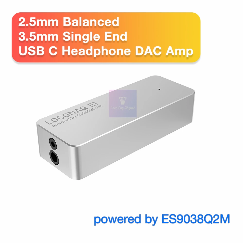 LOCONAQ E1 USB Type C усилитель для наушников DAC цифровой аудио ключ HPA ES9038Q2M 3 5 мм SE 100mW 2