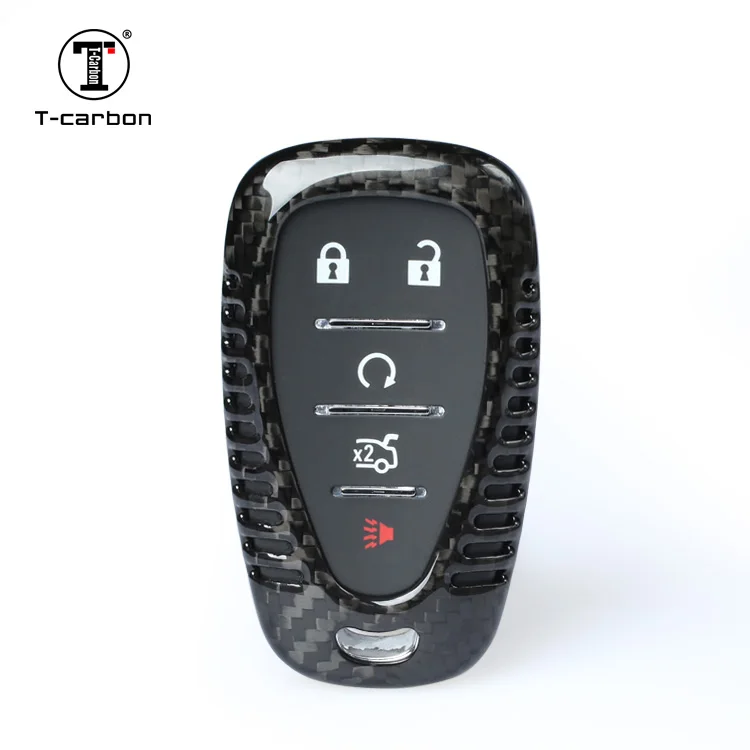 T-carbon высококачественный чехол из углеродного волокна для ключа автомобиля для Chevrolet Camaro Chevy Silverado Malibu XL защита ключа автомобиля - Название цвета: carbon fiber black