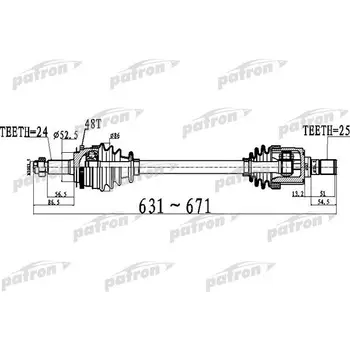 

Axle front axle left 24X631X52,5X25 ABS: 48T KIA PICANTO (BA) 1.0 04-MT PATRON PDS0513