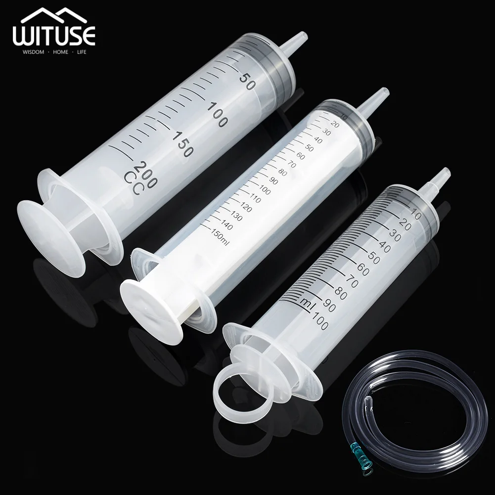 

50ml-200ml Nutrient Sterile Health Syringe Measuring Tools Cat Dog Feeding Acc Plastic Reusable Big Large Hydroponics With hose