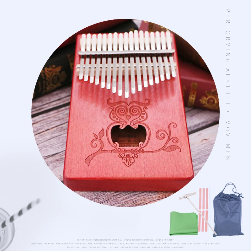 Kalimba 17 клавишное пианино милая сова из массива дерева красное дерево калимба большого пальца пианино для начинающих подарок на день рождения
