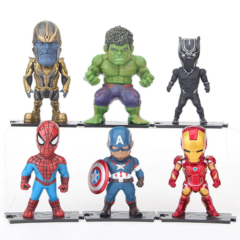 6 шт. Marvel Мстители Бесконечность войны танос Железный человек Человек-паук Капитан Халк Черная пантера Дисней ПВХ Экшн фигурки игрушки