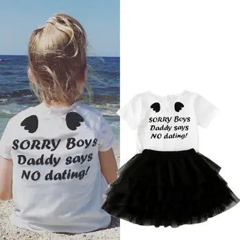 

2020 Summer Girl Clothes Set Toddler Baby Girl Clothes Short Sleeve Top T-Shirt+Lace Tutu Skirt Outfit