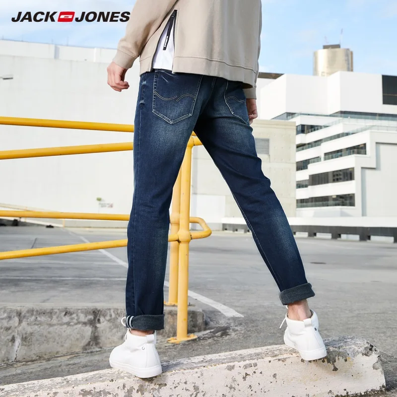 JackJones мужские хлопковые повседневные джинсовые штаны мужские тонкие эластичные джинсы 219332599