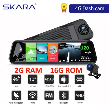 

SKARA 4G Car dvr Android 8.1 Dash cam 10" Rearview mirror dual lens camera GPS Navigation video recorder ADAS WiFi dash camera
