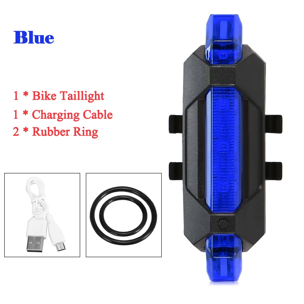 Blue Велосипедный велосипедный светильник, Перезаряжаемый USB велосипедный задний светильник, супер яркий велосипедный задний фонарь, Предупреждение светильник, 5 светодиодный портативный велосипедный фонарь - Цвет: Blue