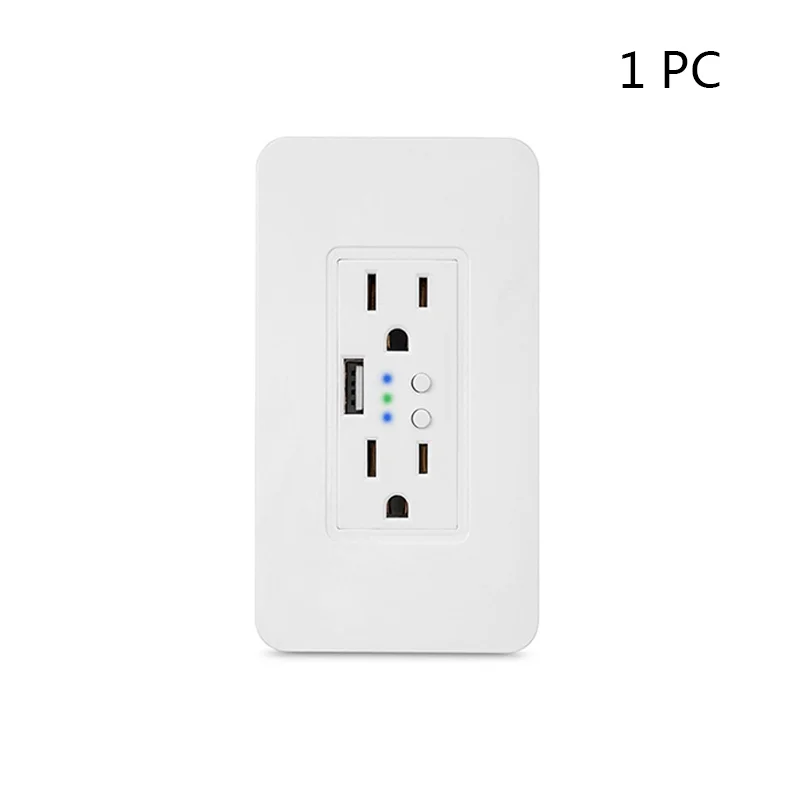 1 PC Wi-Fi настенная электрическая розетка 2 USB розетки вилка таймер розетка стандарт США умный пульт дистанционного управления работа с Alexa Google Home - Тип: 1 PC