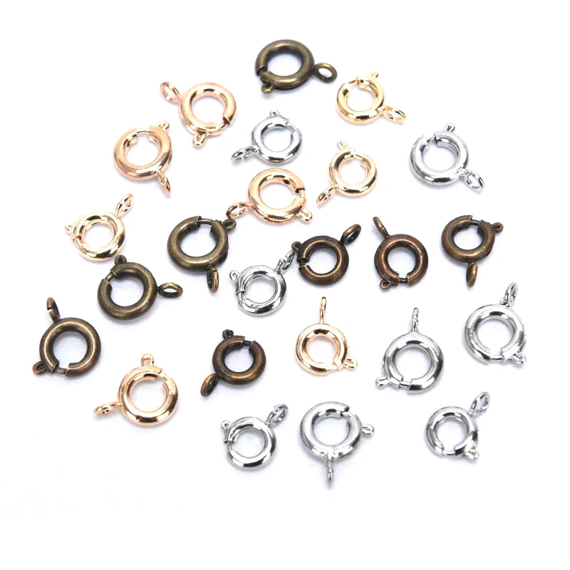 20Pcs Round Spring Clasps Hooks Connector Necklace Buckle DIY Jewelry Making 6/7mm