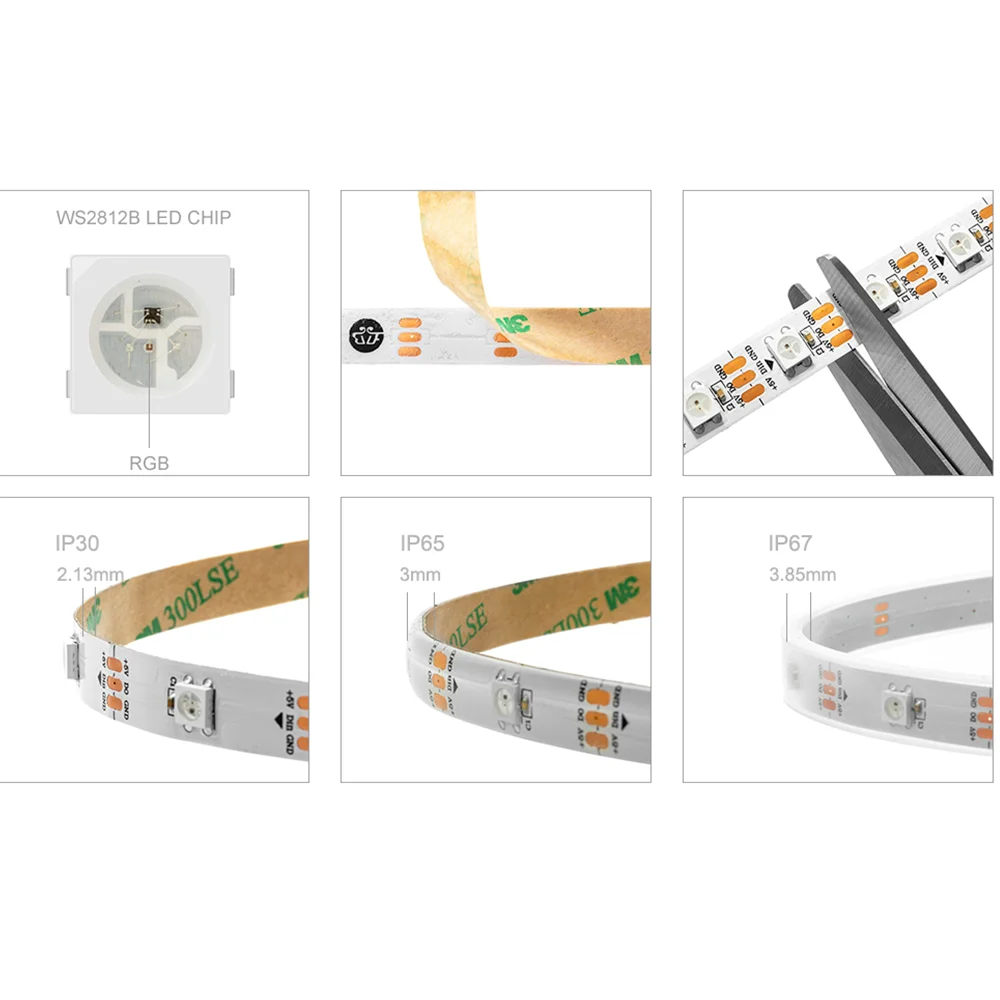 Ws2812b Ws2812 СВЕТОДИОДНАЯ лента SMD 5050 индивидуально Адресуемая умная Волшебная программируемая RGB Светодиодная лента с яркостью светильник