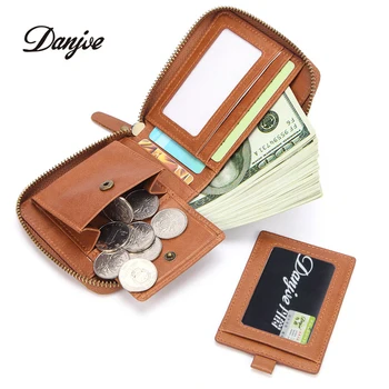 

Men's Genuine Leather Coin Wallet Real Zip Around Short Wallet Pocket Wallet With Coin Pocket Cowhide Purse Male
