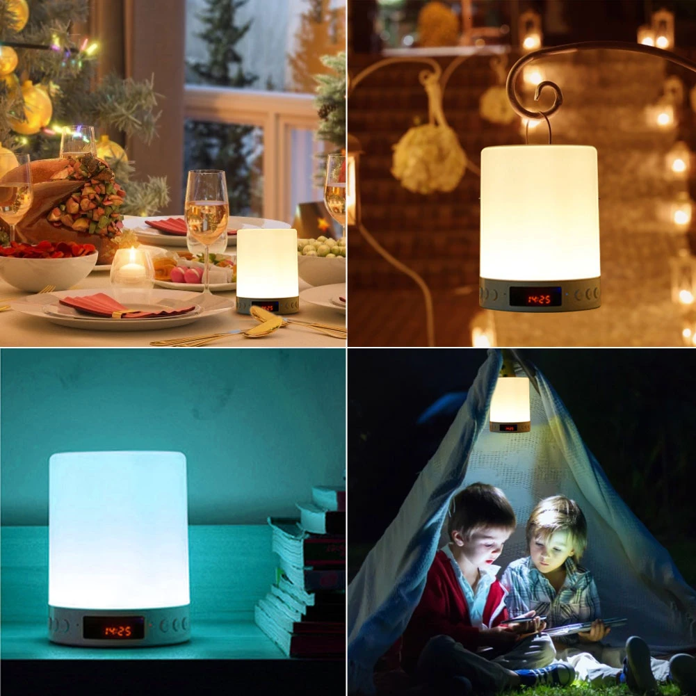  Colorful LED Bluetooth Speaker Music Smart Touch & Night Light Desk Lamp USB Rechargeable LED Music