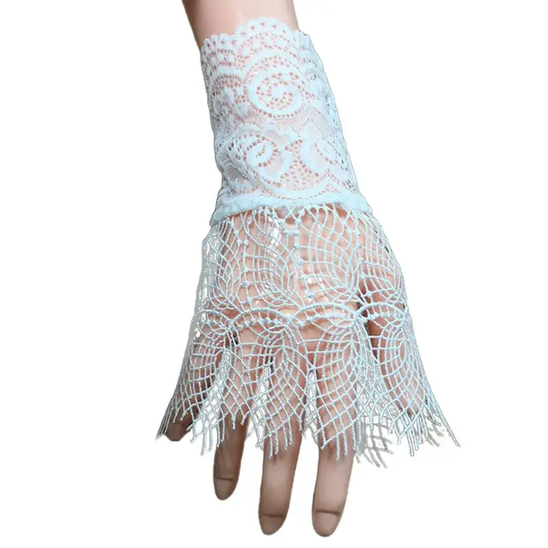 Дворцовый стиль женские открытые Цветочные кружевные роговые Манжеты Поддельные рукава солнцезащитные перчатки LX9E