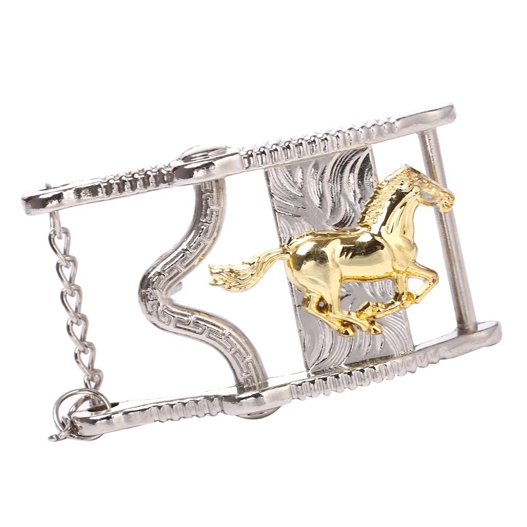 4x Men Vintage Western Cowboy Belt Buckle Silver Horse Head Square Buckle Jeans Accessories