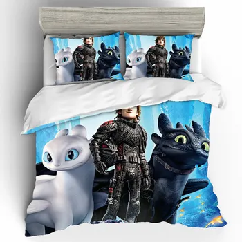 

Cartoon How To Train Your Dragon 3D Bedding Sets Duvet Cover Printing Bed Sheets Pillowcases Bed Linen King Bedding Home Textile