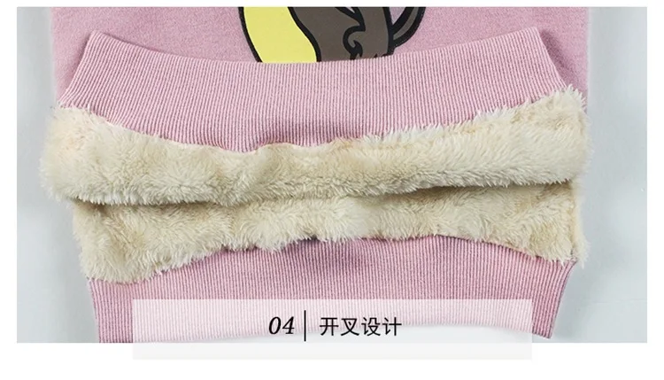 Girls Cartoon plus Velvet Hoodie INS Hot Selling Winter New Style Children Mid-length Thick Coat