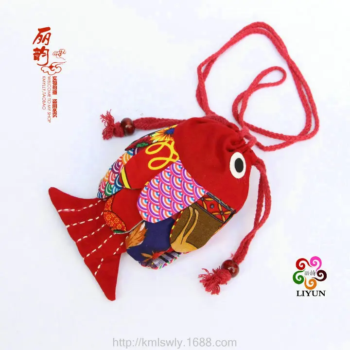 

Auspicious Fish Nation-Style Purse Nation Characteristics Small Fish Bag Cartoon Bag li yun Nation Cloth Bag