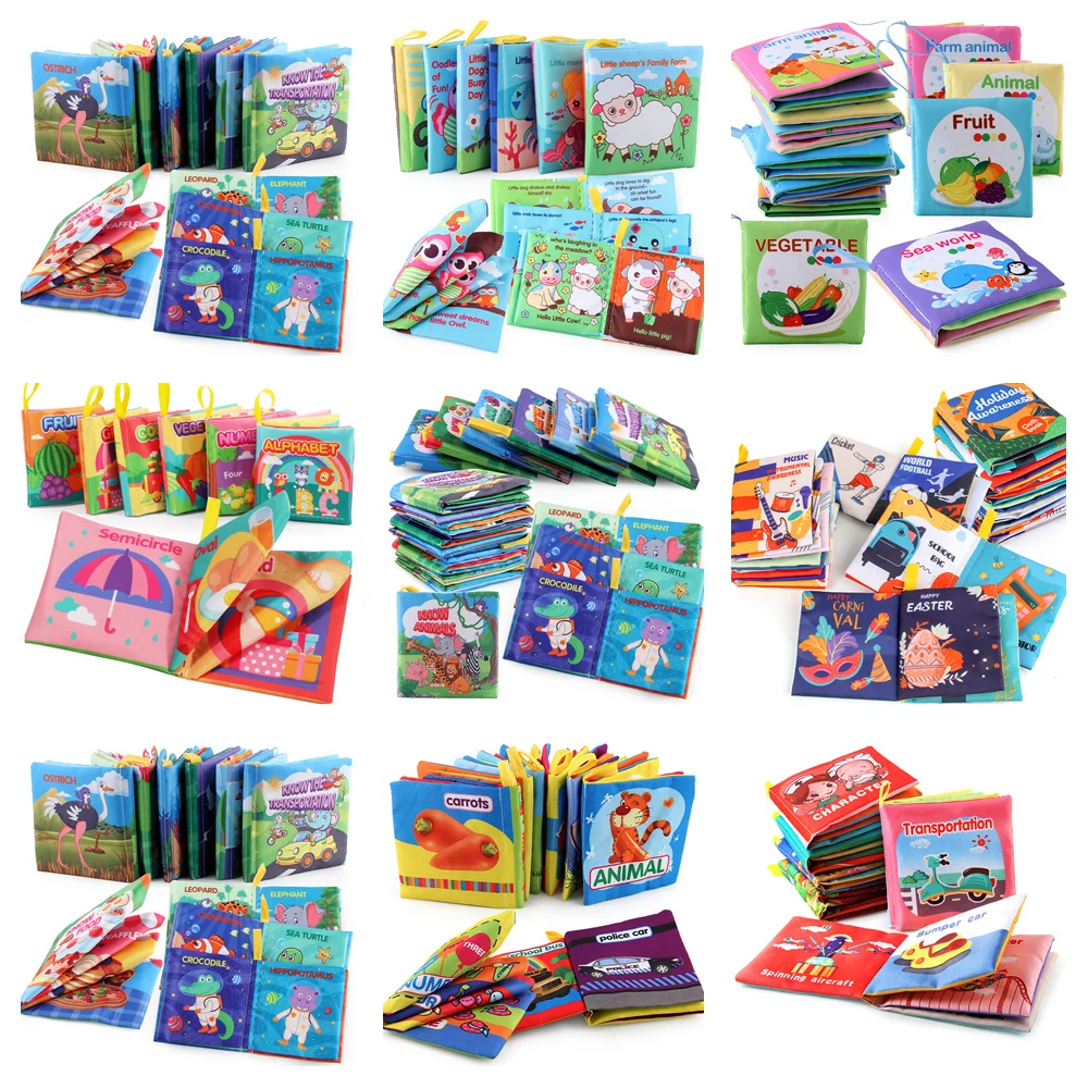 6Pcs Baby Cloth Book Intelligence Develop Soft Learning Cognize Reading Books Early Educational Toys Quiet Readings 0-12 Months