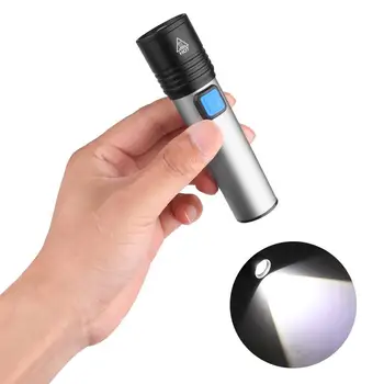 

Super bright USB Rechargeable LED Flashlight Torch 4 lighting modes Zoomable camping light With T6 LED Flashlight