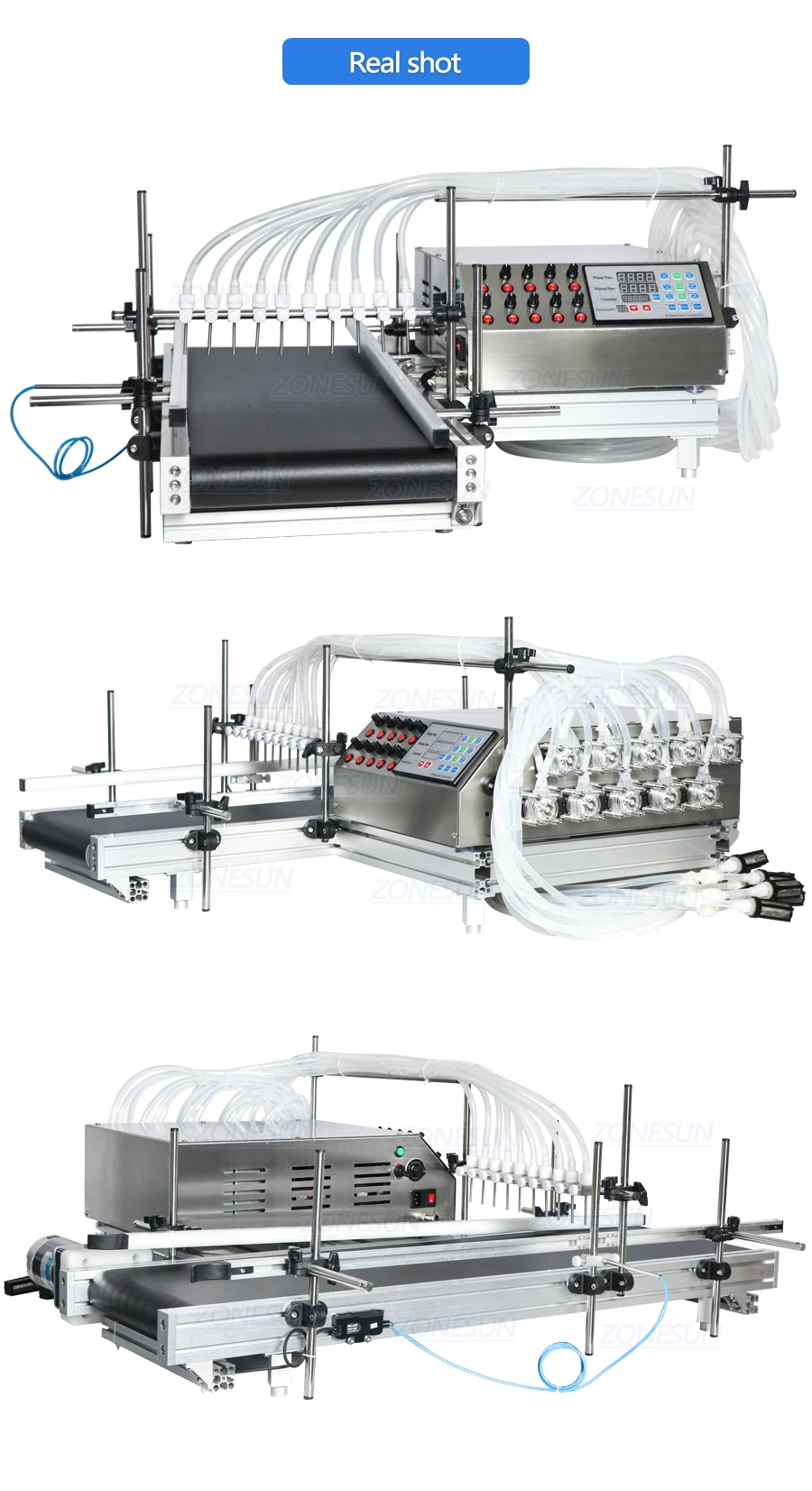 ZONESUN ZS-DTPP10B 10 Head Vaccine Ampoule Pharma Vial Bottle Peristaltic Pump Filling Machine