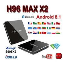 Box tv Netherlands H96 MAX X2 android8.1 tv box 4GB 64GB H.265 1080P Smart TV Box X96 Quad core S905X2 youtube tv set top box