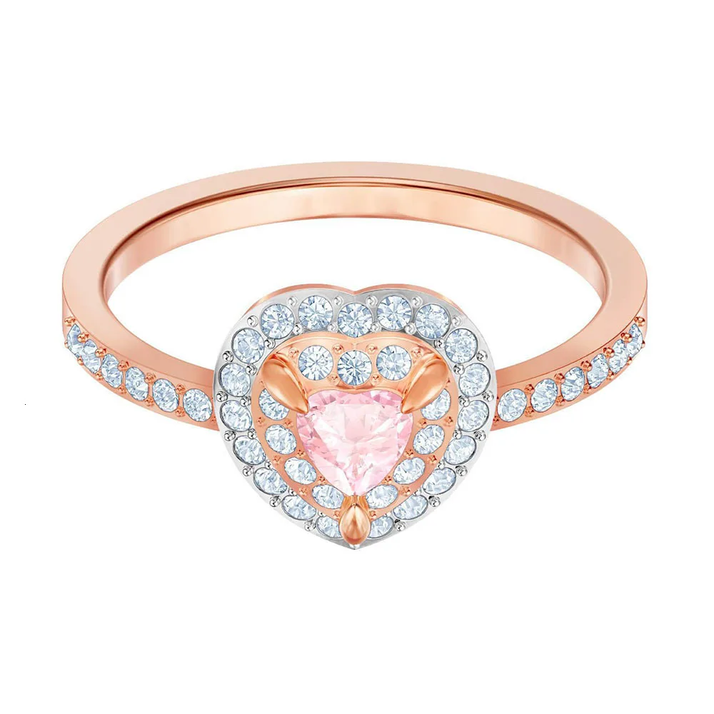 

High Quality SWA. New Light Pink Heart of Crystal Fresh Romantic Gift Ring of the Jewel of Luxury