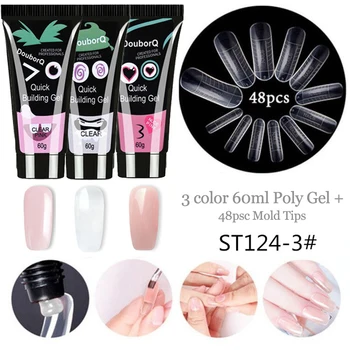 

Nail Extension + 48Pcs Quick Building Mold Tips Gel Builder Set Quick Dry Nail Art Tools