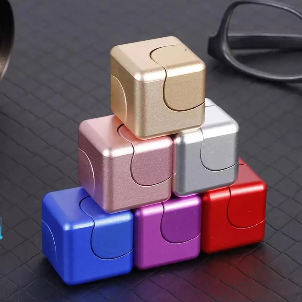 

Alloy Metal Square Finger Gyroscope Rotary Cube Decompression Toy Educational Toy Gift Square Hand Spinner
