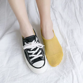 

Womens Cotton Antiskid Invisible Liner Socks Elastic Comfy Female Ankle Boat Low Cut Hollow Out Breathable Short Socks