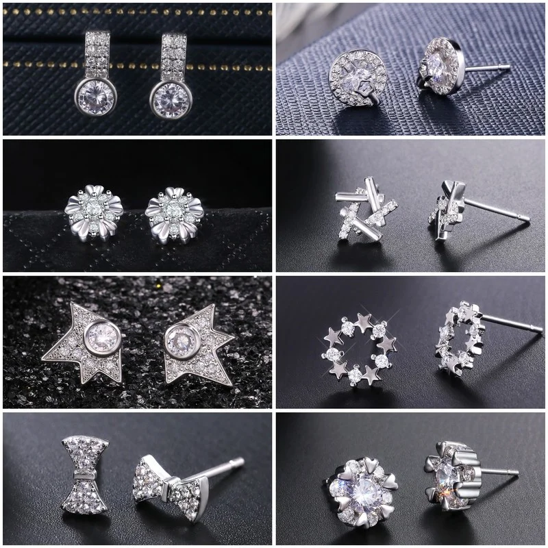 

CAOSHI Fresh Girl Trendy Stud Earrings Dazzling CZ Wedding Accessories Delicate Modern Style Daily Wearable Fashionable Jewelry