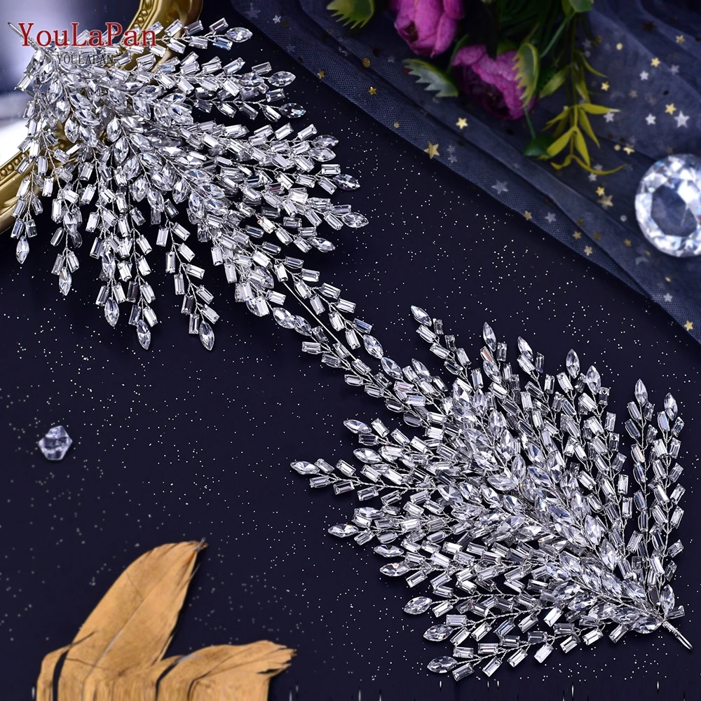 YouLaPan Silver Crystal Bridal Hair Accessories Women Rhinestone Headband Wedding Hair Jewelry Bride Crown Tiaras HP383
