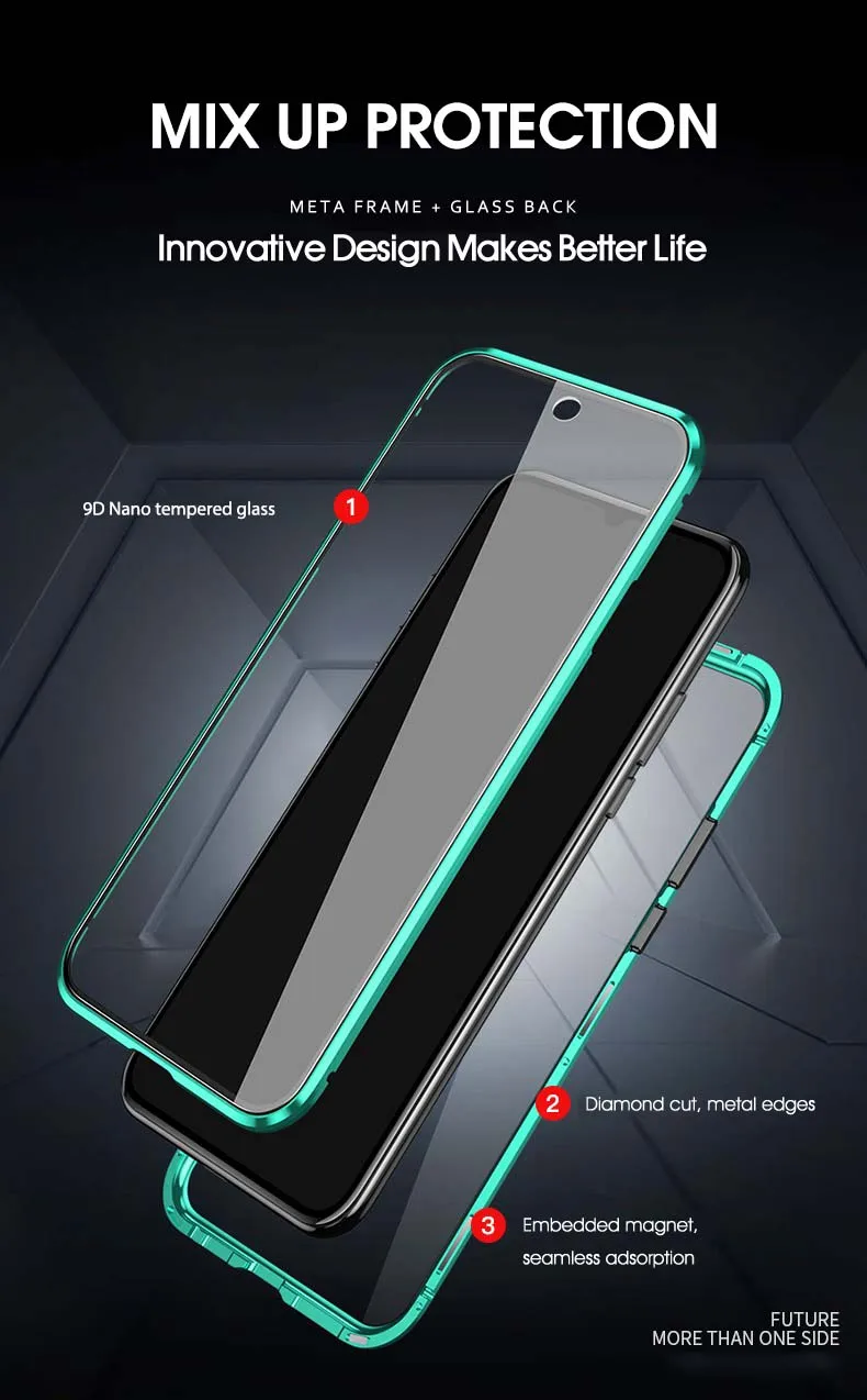 Магнитный поглощающий чехол для Xiaomi mi 9 9T A2 A3 Red mi 8 8a K30 K20 Note 7 8 Pro двусторонний защитный чехол из закаленного стекла 360