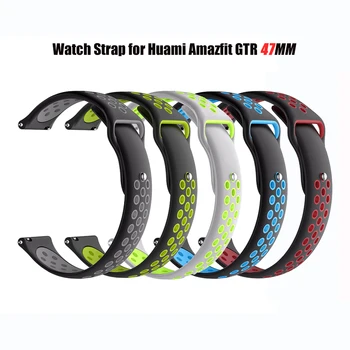 

Double Color silicone Wrist Strap for Huami Amazfit GTR 47MM Smart Watch Band for Amazfit Band Bracelet 22mm