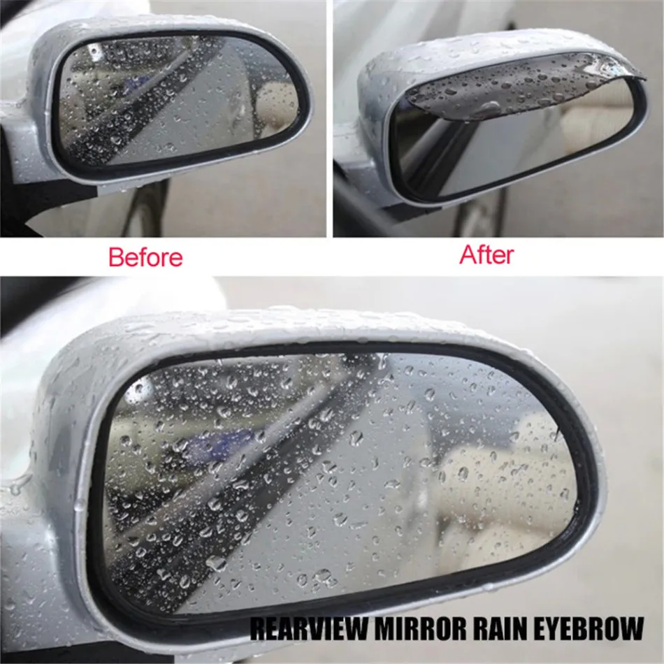 2Pcs PVC Car Rear View Mirror Sticker Rain Eyebrow Weatherstrip Auto Mirror Rain Shield Shade Cover Protector Guard Waterproof