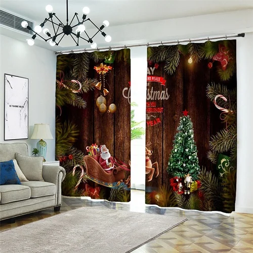 3D Curtain Настраиваемые рождественские шторы для детской комнаты, милый Санта Клаус, 3D Роскошные плотные Полиэстеровые шторы с принтом для гостиной - Цвет: 3D Curtain
