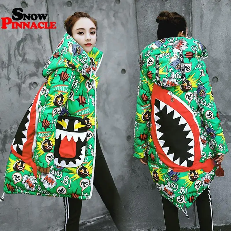 Женские зимние парки модная Длинная утепленная куртка в стиле хип хоп