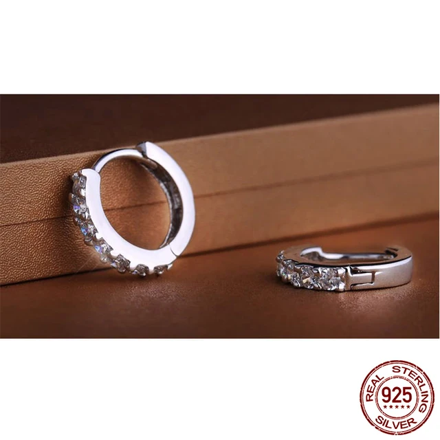 925 Sterling Silver Crystal Circle Earrings 4