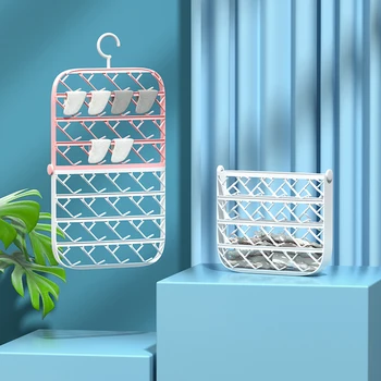

Folding Drying Rack Underwear Sock Clip Hanger Multi-Function Clothes Windproof Storage Rack Plastic Clothes Drying Rack