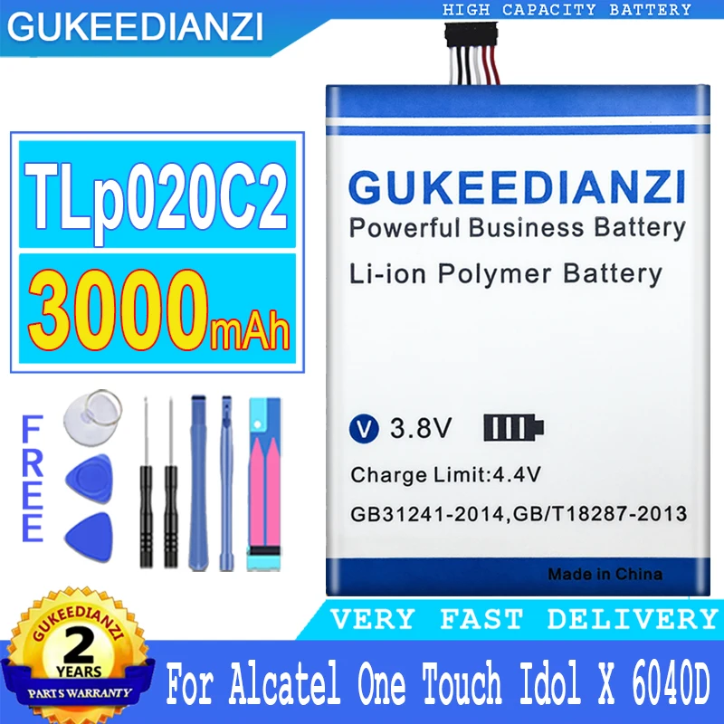 Аккумулятор GUKEEDIANZI 3000 мАч TLp020C2 для Alcatel One Touch Idol X 6040D 6040X Мобильный телефон батареи