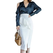 Новинка, тонкая модная женская юбка, темпераментная, раздельная, сплошная, в форме листа лотоса, винтажная, сексуальная, для ужина, для офиса, леди, полуюбка, женская, весна