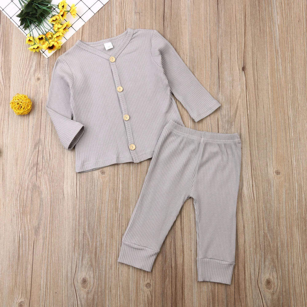 Newborn Baby Girl Boy Autumn Clothes Knitted Cardigan Tops+Long Pants Outfits