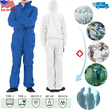 

Disposable Coverall Hazmat Suit Protection Protective Disposable Protective Clothing Anti bacterial Work Medical Isolation Suit