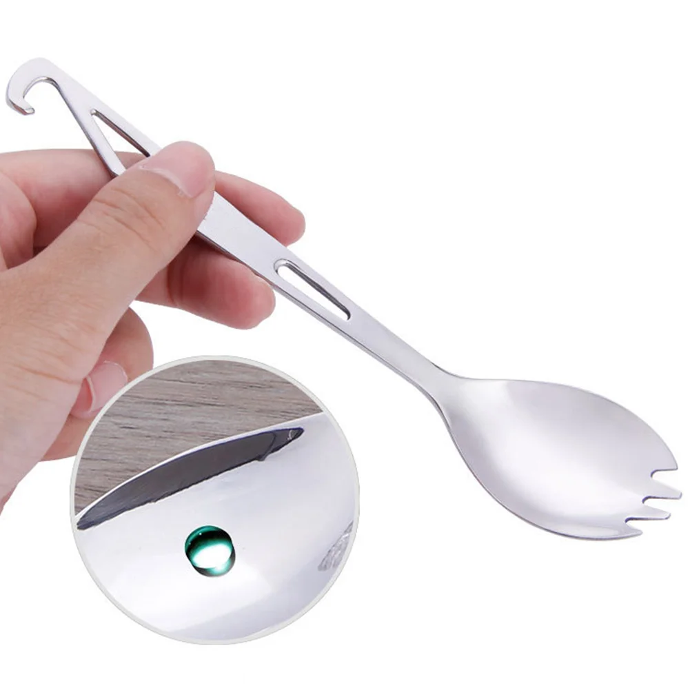 Multifunctional Stainless Steel With Bottle Opener Spork Kitchen Utensil Camping Tableware Spoon Eco-friendly Outdoor Salad
