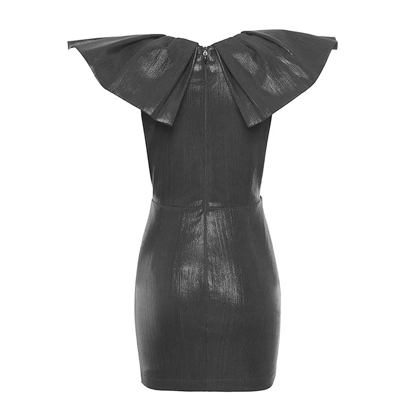 Черная туника с оборками сексуальное платье женское облегающее модное короткое Дамское Платье с v-образным вырезом летнее платье одежда vestidos 2109