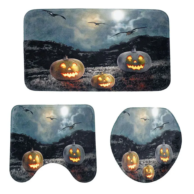 Halloween Pumpkin Lamp Print Bathroom Bath Mat Doormat Non-Slip Bathroom Rugs