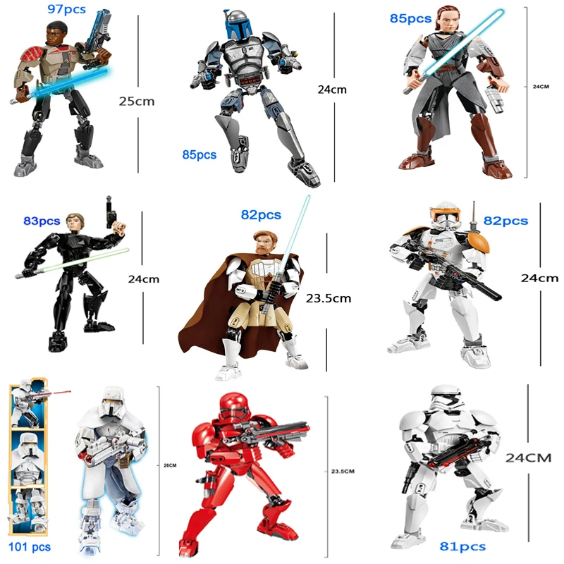 

Space Wars Rey Captain Phasma Command Cody Obi Wan Sith Trooper Luke Skywalker Figure Toys Building Blocks MOC BLOCKs